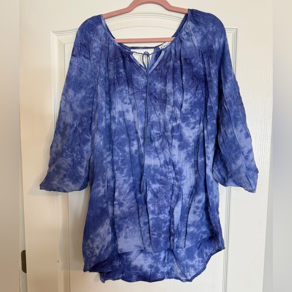 Kim Rogers Women's Blue Lightweight Tie-Dye Tunic Size 3X - Picture 1 of 8